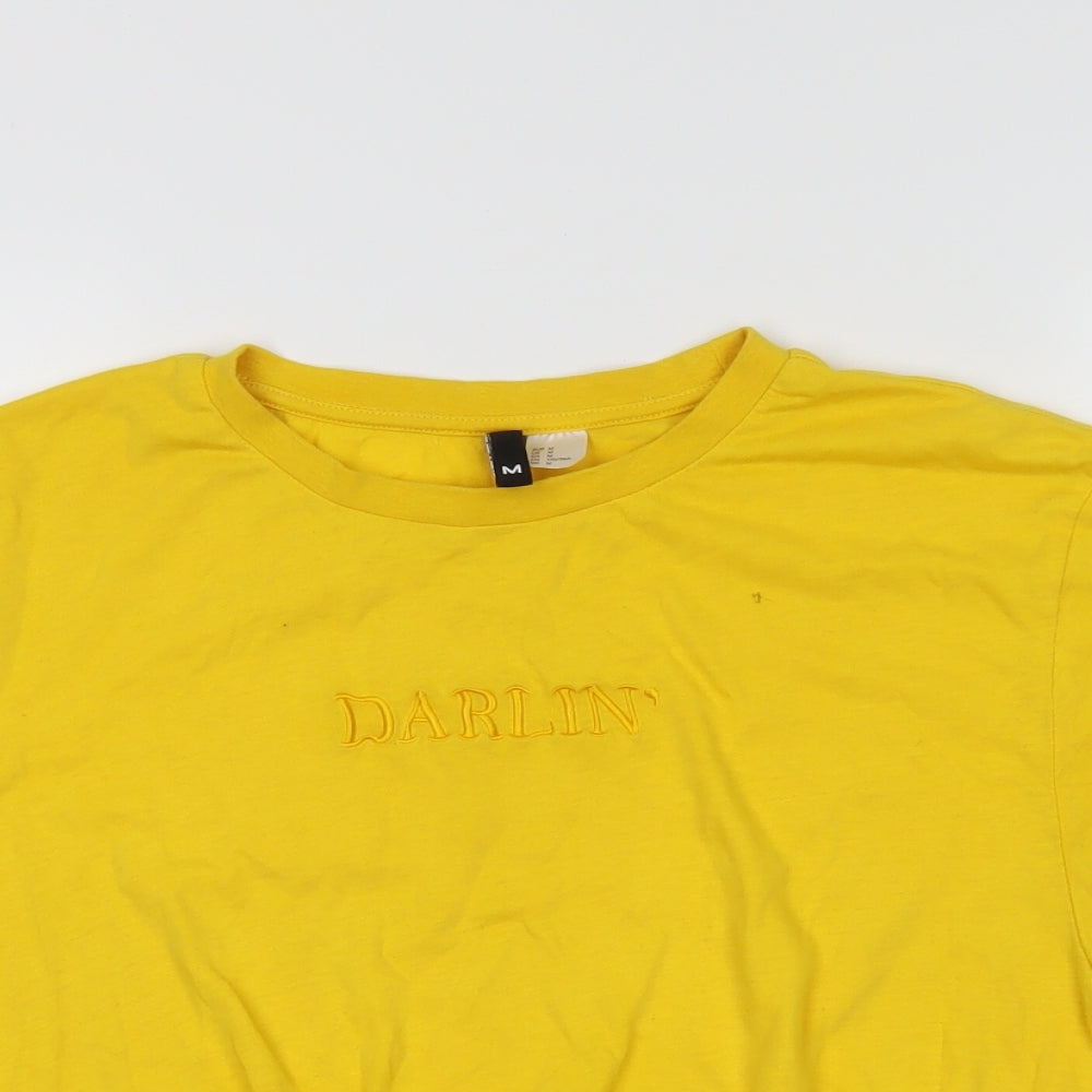 Womens UK Size M H&M Yellow Cropped T-Shirt