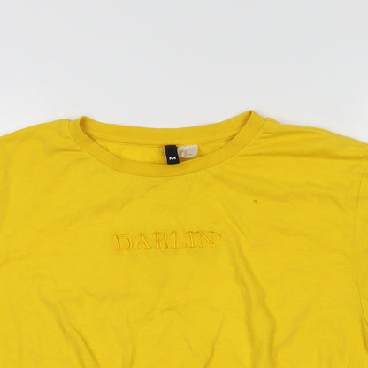 Womens UK Size M H&M Yellow Cropped T-Shirt