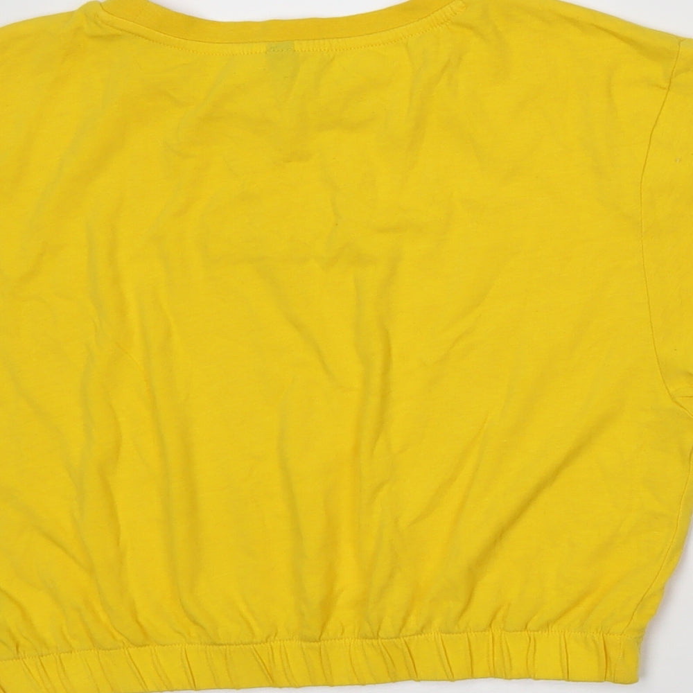 Womens UK Size M H&M Yellow Cropped T-Shirt
