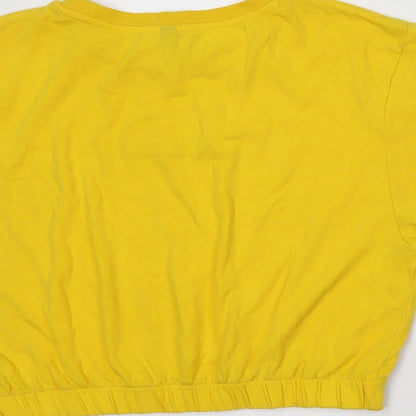 Womens UK Size M H&M Yellow Cropped T-Shirt