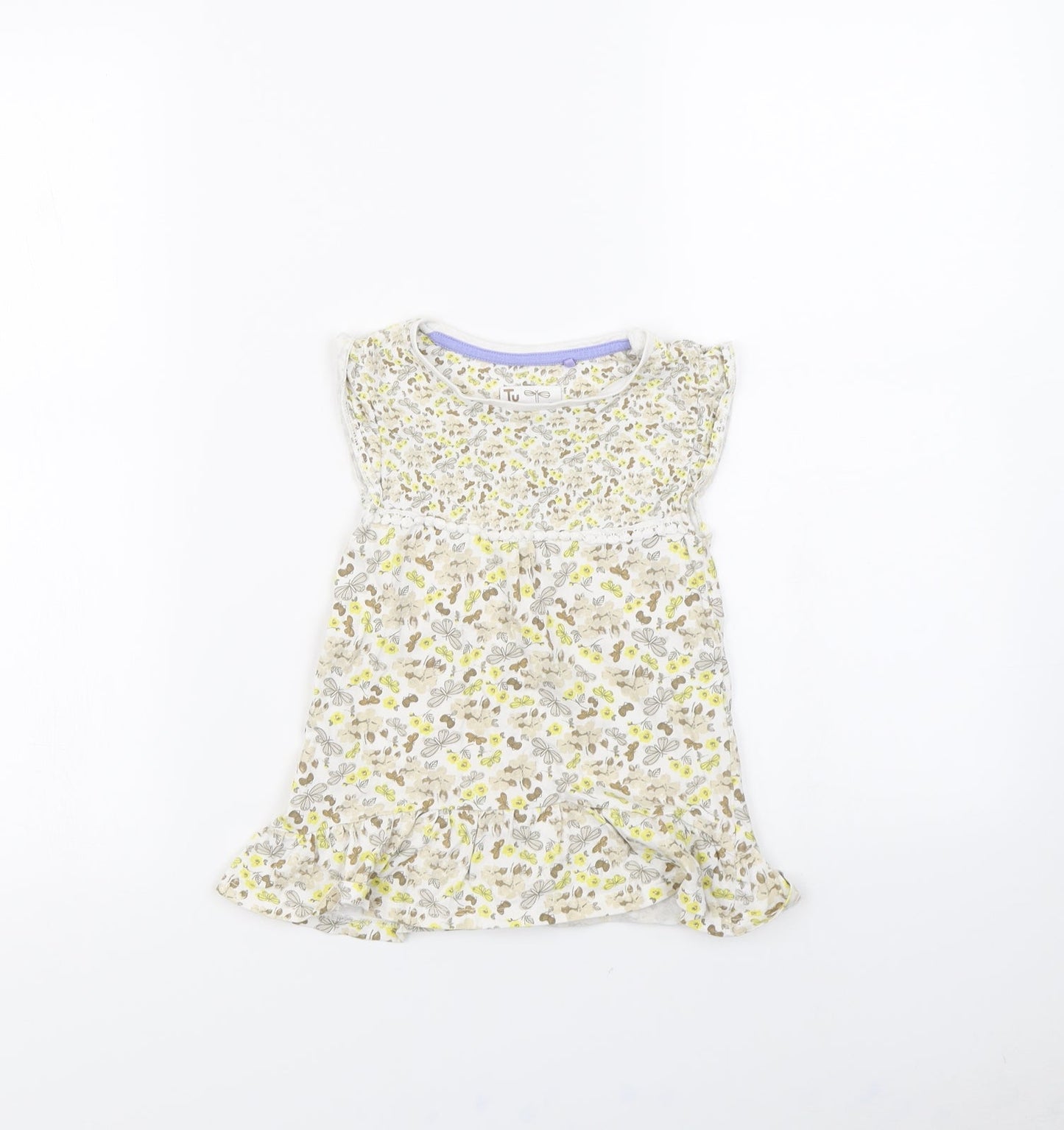 TU Girls White Floral  Fit & Flare  Size 3 Years