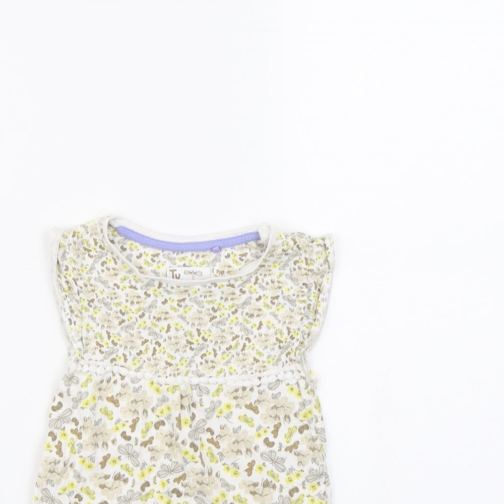 TU Girls White Floral  Fit & Flare  Size 3 Years