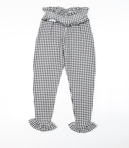 pretty little thing Womens Black Plaid  Trousers  Size 8 L24 in