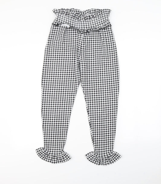 pretty little thing Womens Black Plaid  Trousers  Size 8 L24 in