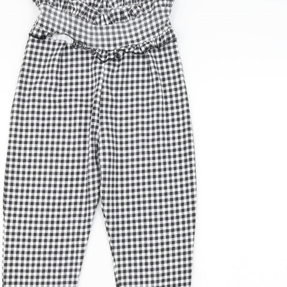 pretty little thing Womens Black Plaid  Trousers  Size 8 L24 in