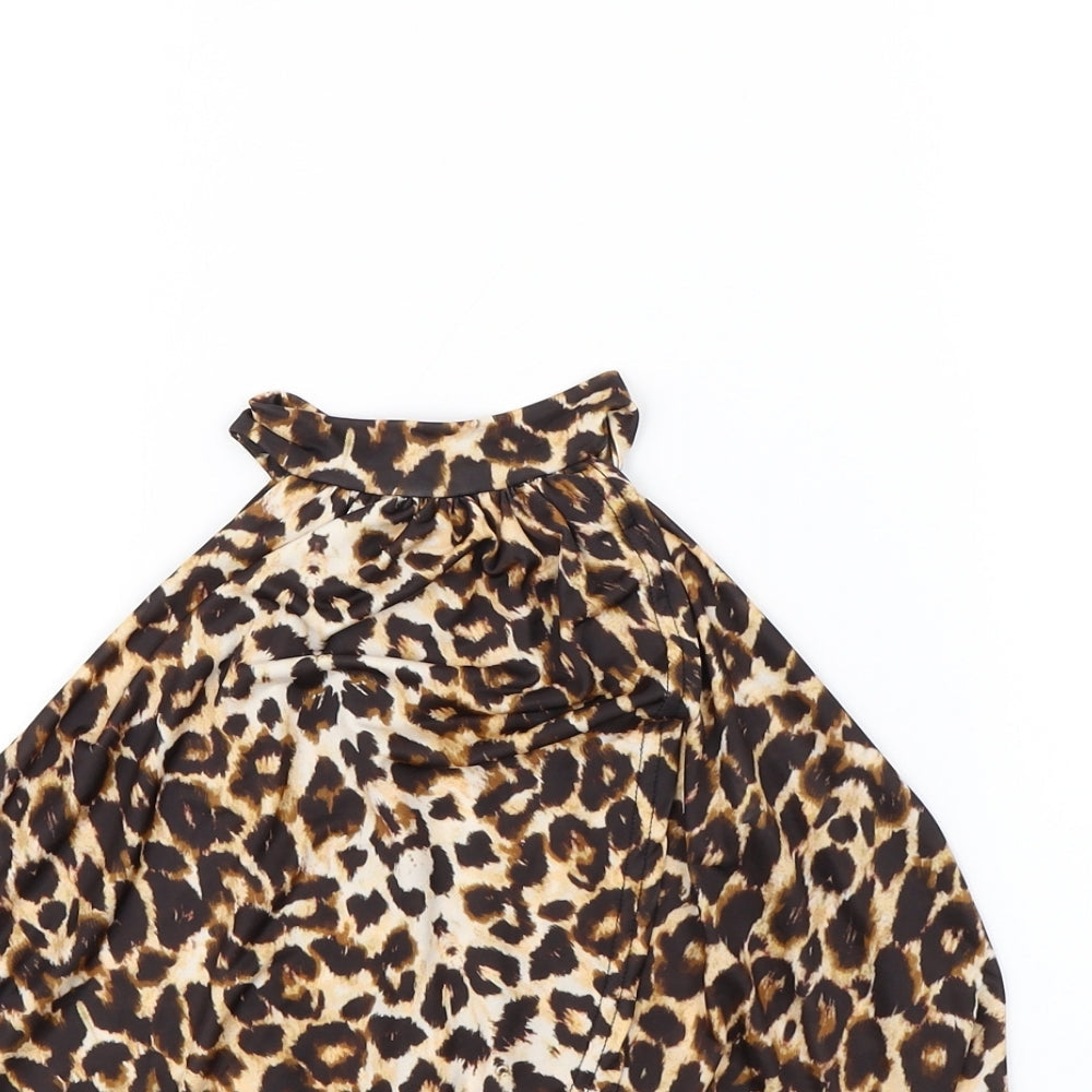 pretty little thing Womens Brown Animal Print  Basic Tank Size 8