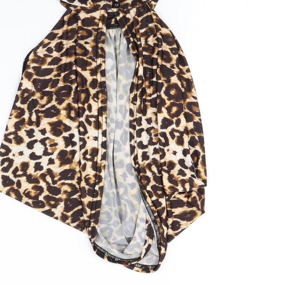 pretty little thing Womens Brown Animal Print  Basic Tank Size 8