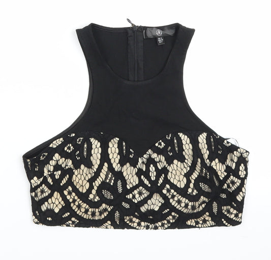 Womens UK Size 12 Missguided Black Cropped Blouse