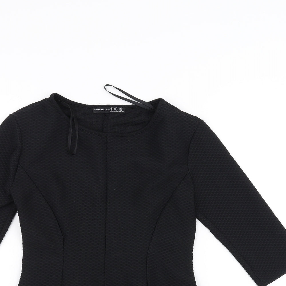 Womens UK Size 6 Atmosphere Black Basic T-Shirt