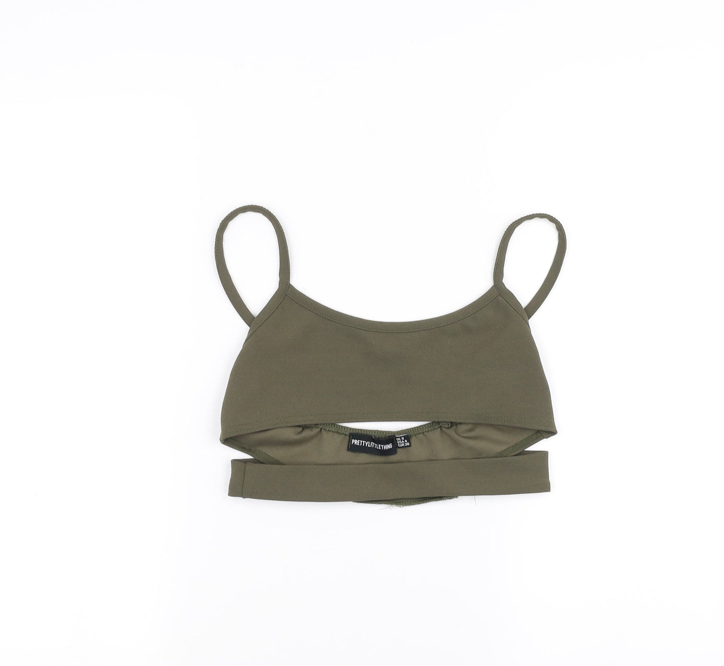 Womens UK Size 8 PRETTYLITTLETHING Green Cropped T-Shirt