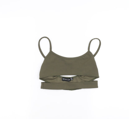 Womens UK Size 8 PRETTYLITTLETHING Green Cropped T-Shirt