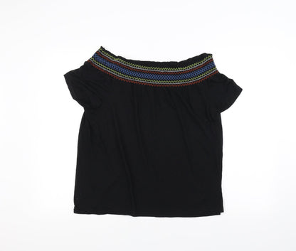Womens UK Size 14 Papaya Black Basic T-Shirt