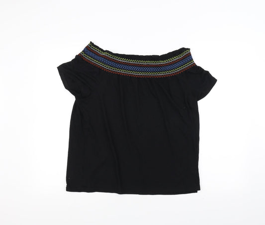 Womens UK Size 14 Papaya Black Basic T-Shirt
