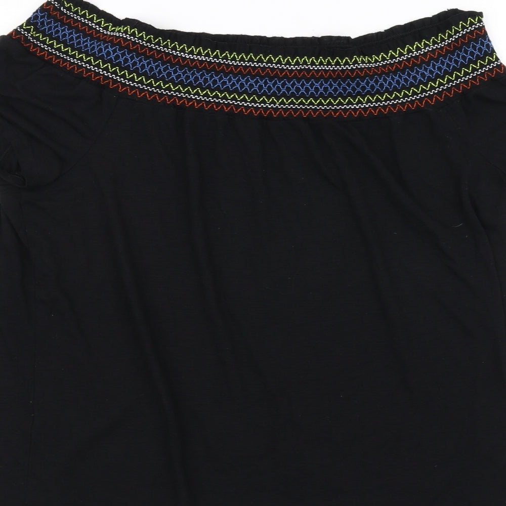 Womens UK Size 14 Papaya Black Basic T-Shirt
