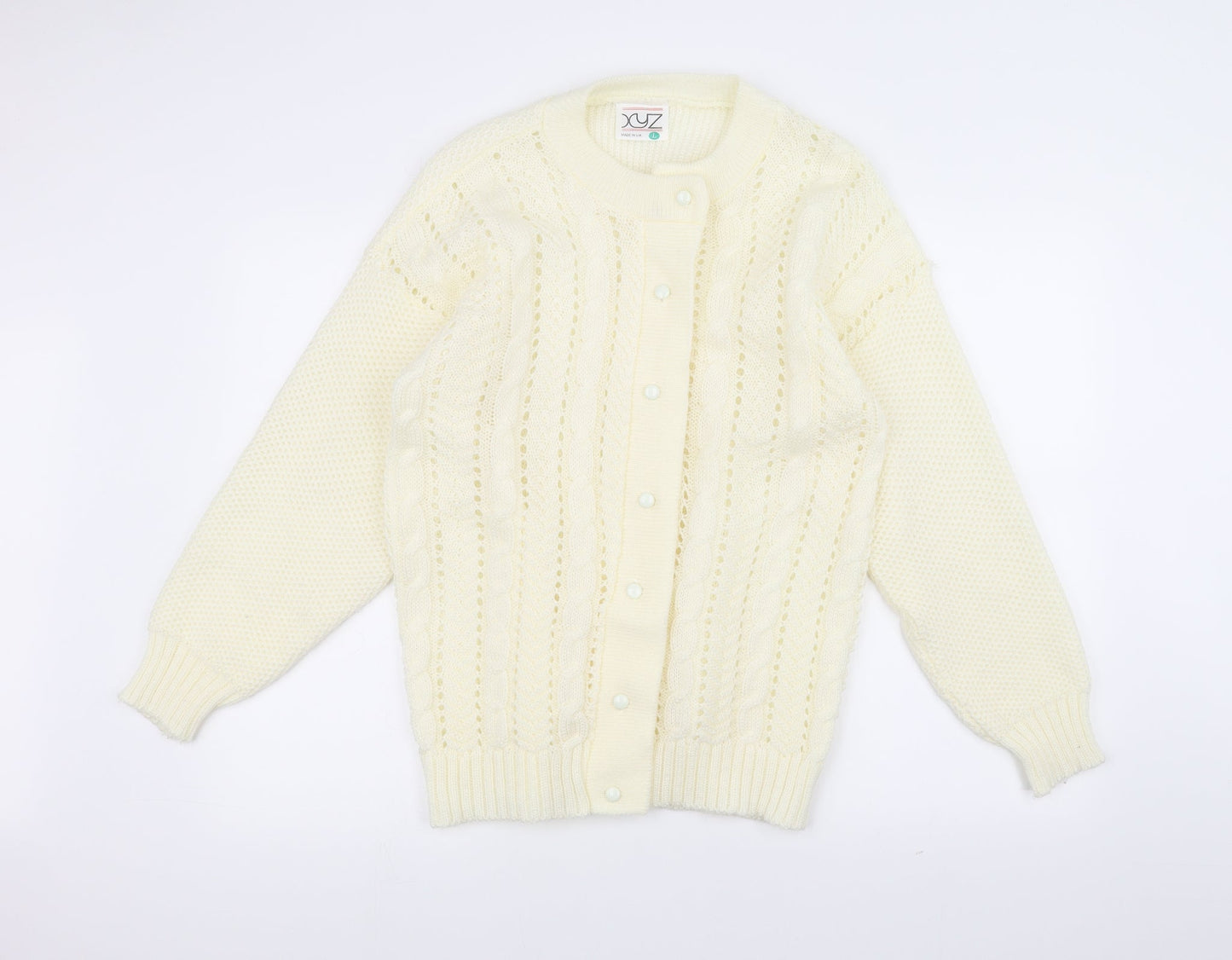 XYZ Womens White  Knit Jacket Coatigan Size L