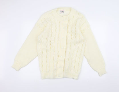 XYZ Womens White  Knit Jacket Coatigan Size L