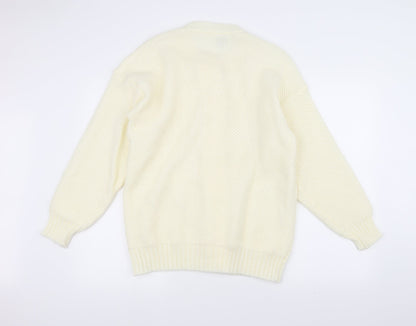 XYZ Womens White  Knit Jacket Coatigan Size L