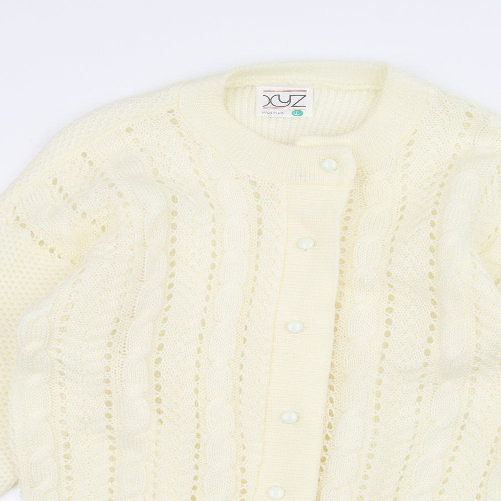 XYZ Womens White  Knit Jacket Coatigan Size L