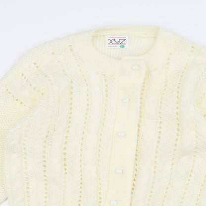XYZ Womens White  Knit Jacket Coatigan Size L