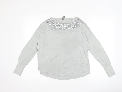 Oasis Womens Grey   Pullover Jumper Size S