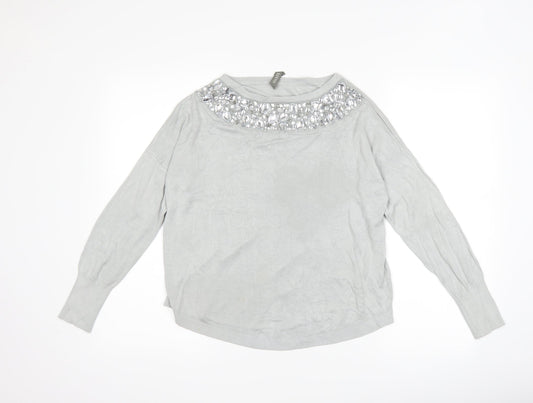 Oasis Womens Grey   Pullover Jumper Size S