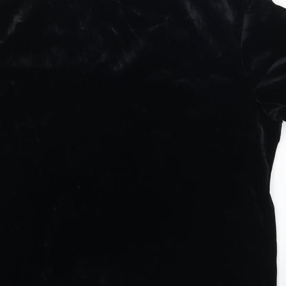 Anna Morella Womens Black Floral  Basic T-Shirt Size 14