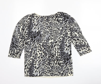 BHS Womens Grey Animal Print  Pullover Jumper Size 8