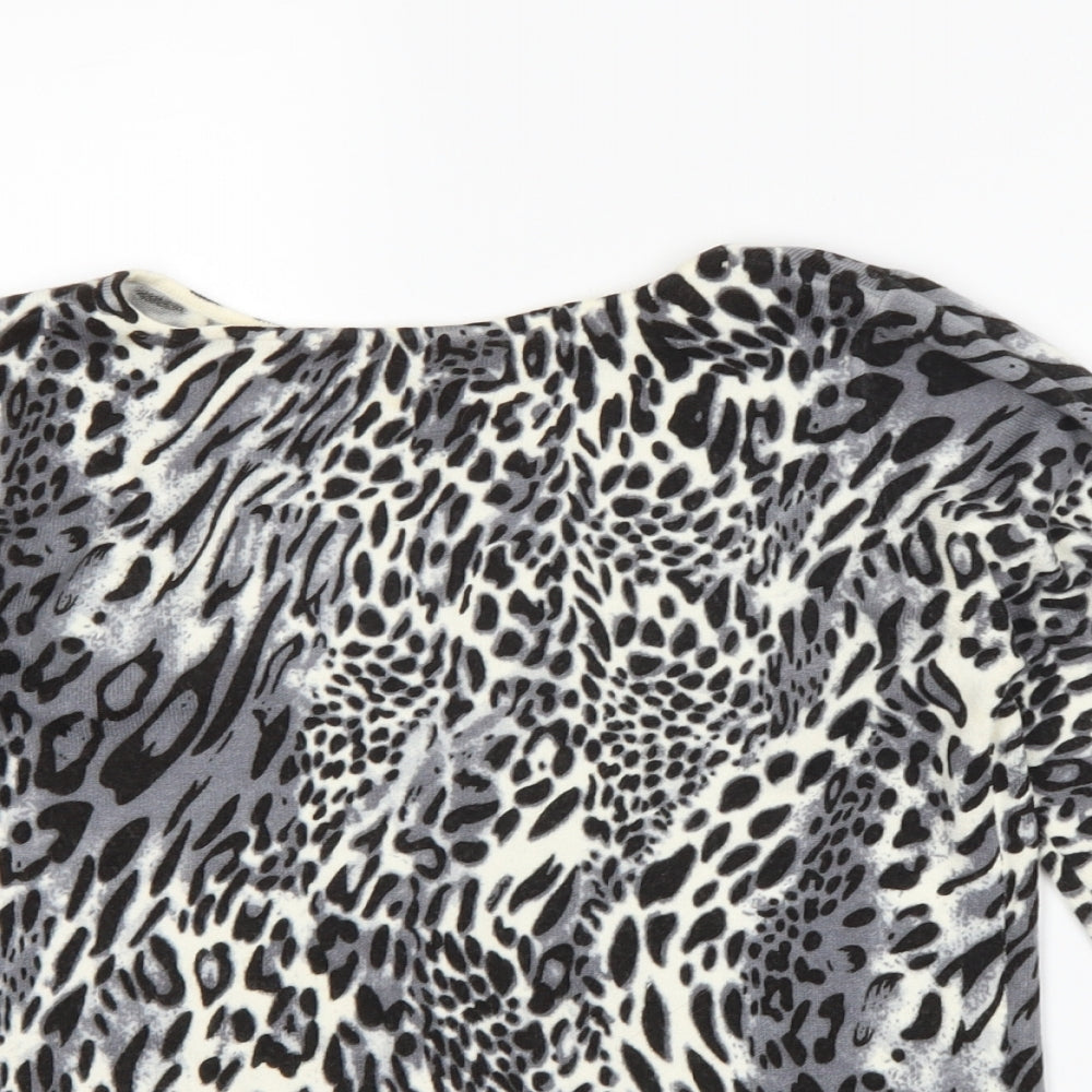 BHS Womens Grey Animal Print  Pullover Jumper Size 8