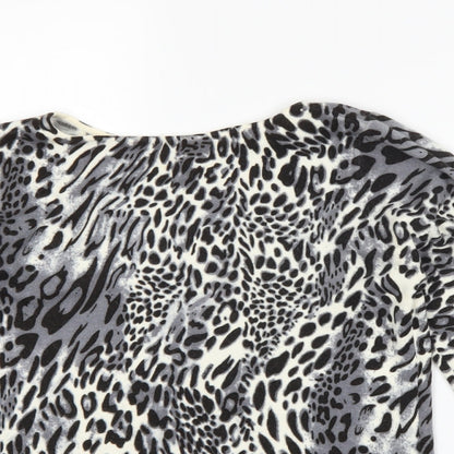 BHS Womens Grey Animal Print  Pullover Jumper Size 8