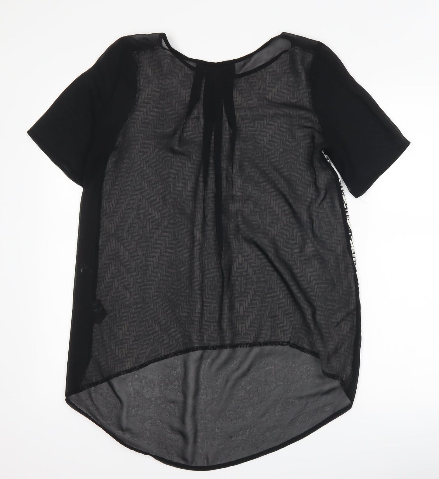 George Womens Black Geometric  Basic T-Shirt Size 8