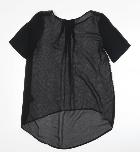George Womens Black Geometric  Basic T-Shirt Size 8