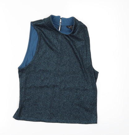 Womens UK Size 10 Topshop Blue Basic T-Shirt