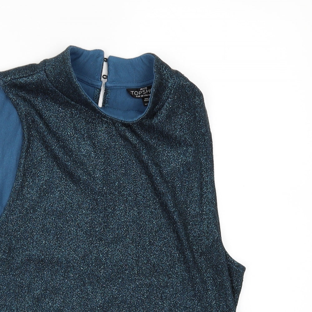 Womens UK Size 10 Topshop Blue Basic T-Shirt