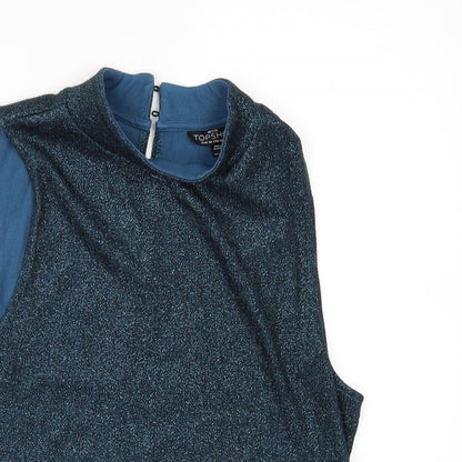 Womens UK Size 10 Topshop Blue Basic T-Shirt
