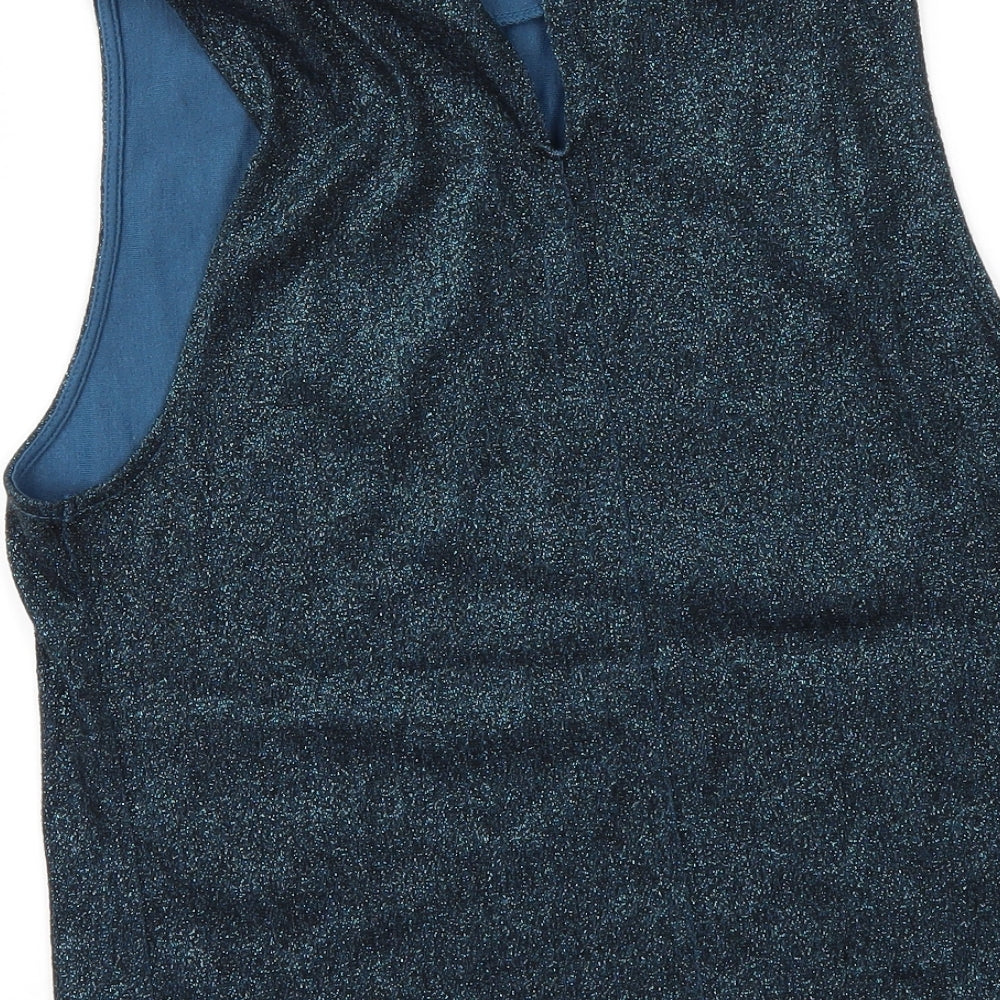 Womens UK Size 10 Topshop Blue Basic T-Shirt