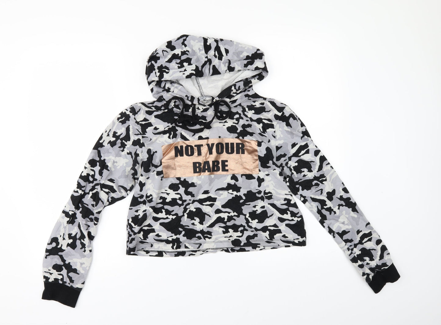 Select Womens Grey Animal Print  Pullover Hoodie Size 12  - cropped hoodie