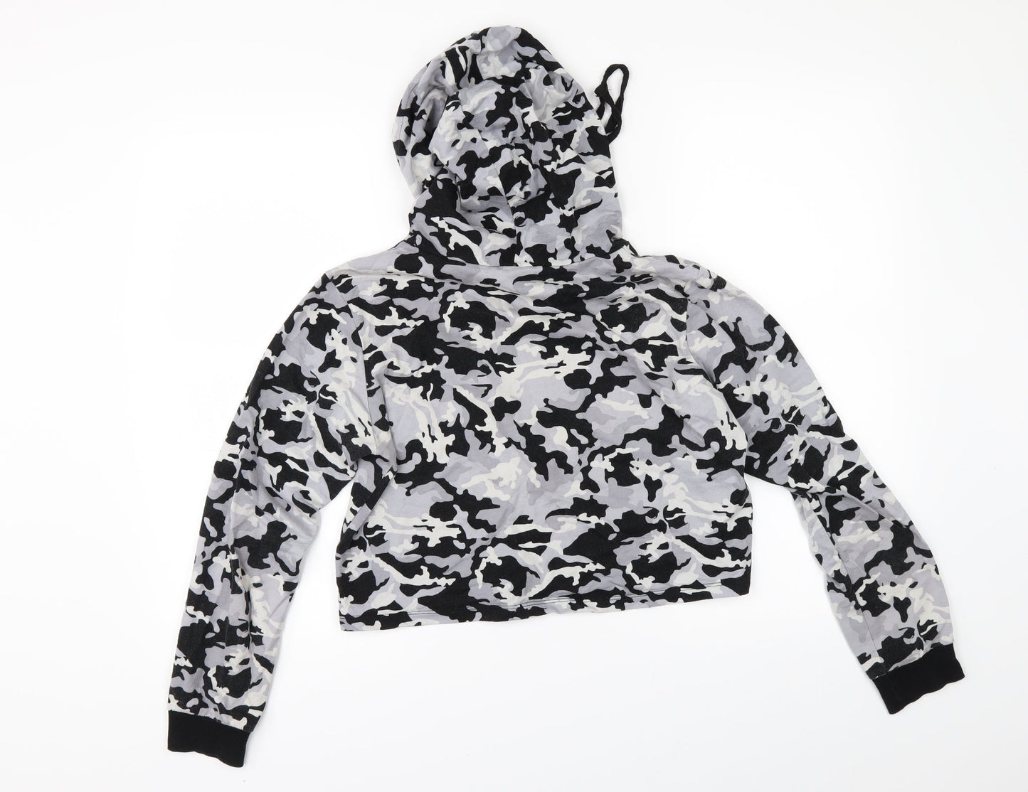 Select Womens Grey Animal Print  Pullover Hoodie Size 12  - cropped hoodie
