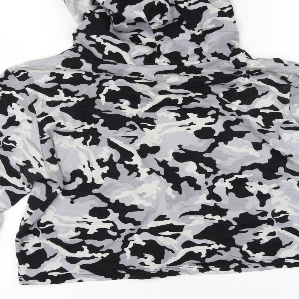 Select Womens Grey Animal Print  Pullover Hoodie Size 12  - cropped hoodie