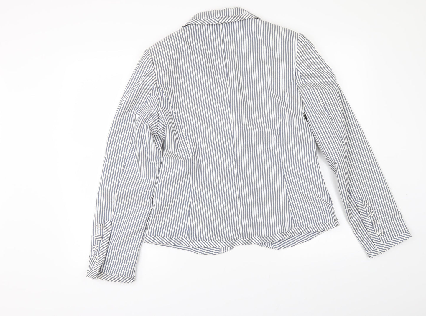 KappAhI Womens White Striped  Jacket Blazer Size 12