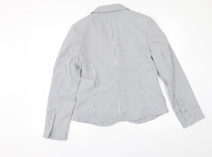 KappAhI Womens White Striped  Jacket Blazer Size 12