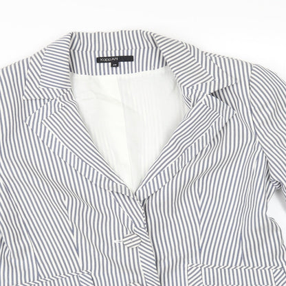 KappAhI Womens White Striped  Jacket Blazer Size 12