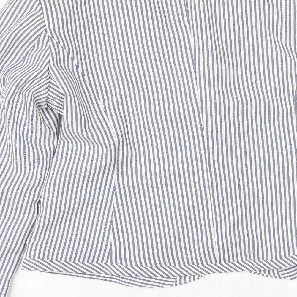 KappAhI Womens White Striped  Jacket Blazer Size 12