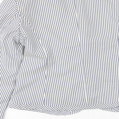 KappAhI Womens White Striped  Jacket Blazer Size 12
