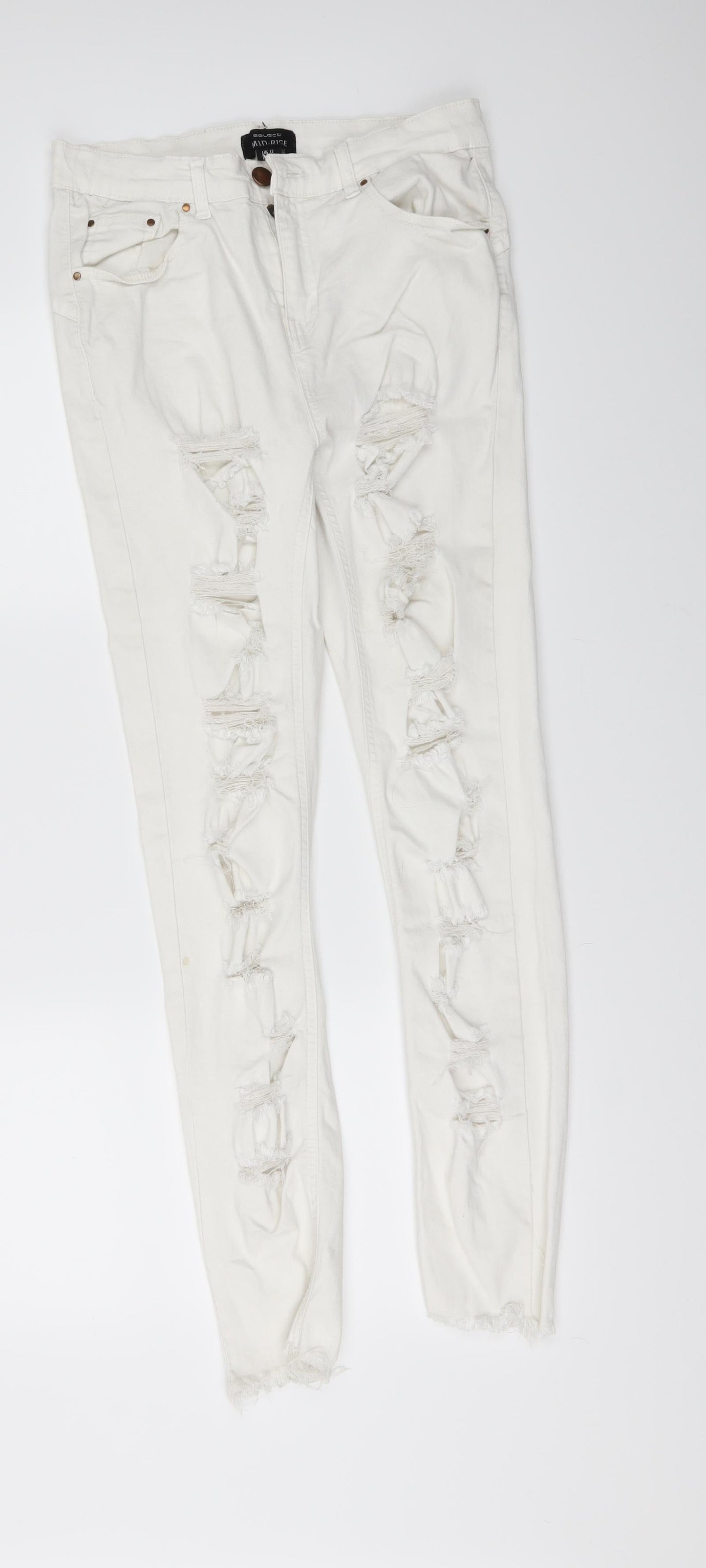 Select Womens White  Denim Skinny Jeans Size 12 L28 in