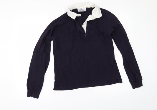 Front Row Womens Blue   Basic Polo Size M  - HORSES FOREVER BOYS WHATEVER