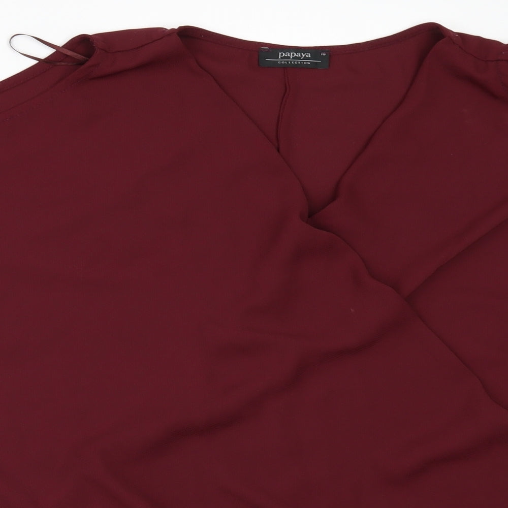 Papaya Womens Red   Tunic Blouse Size 10  - COLD SHOULDER