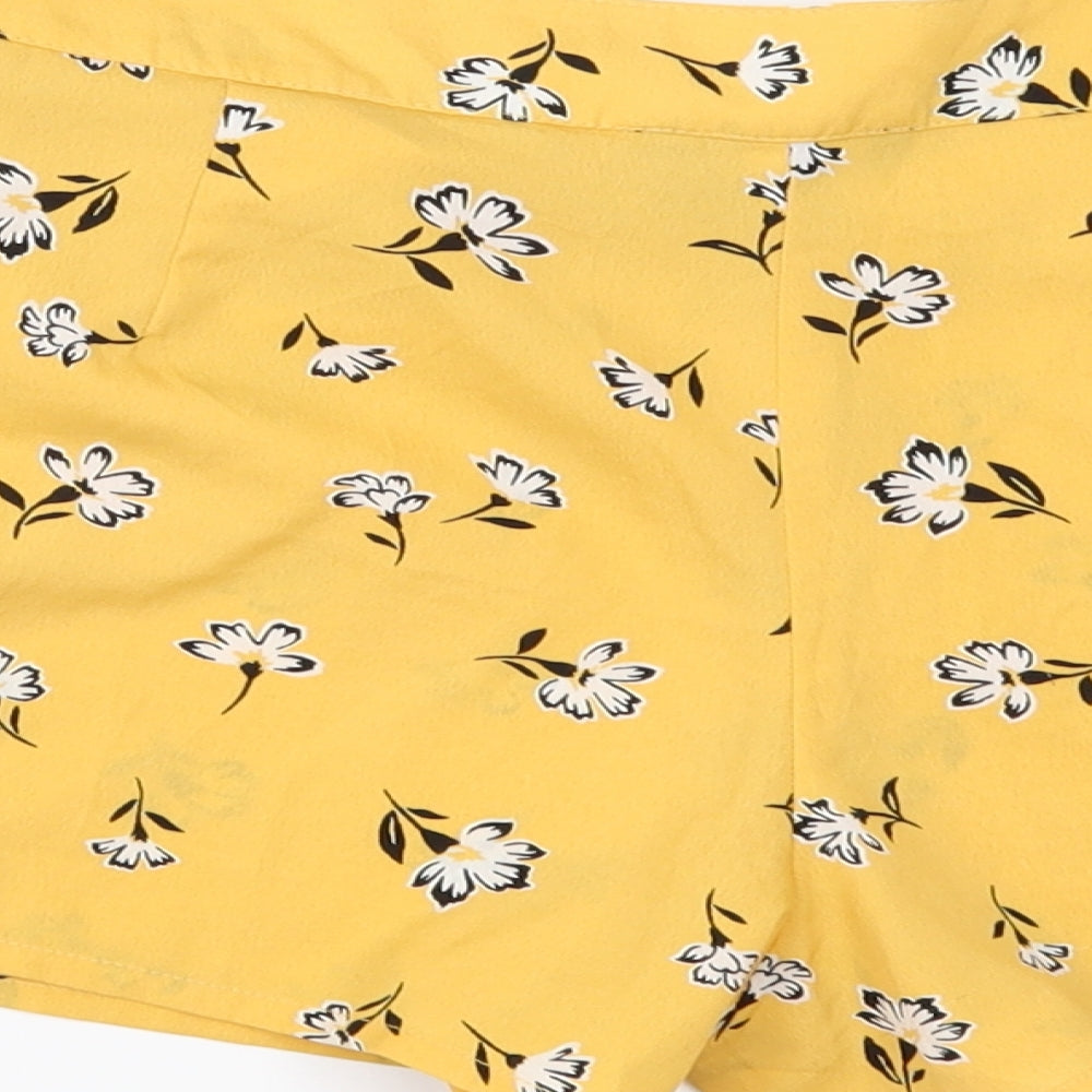 New Look Girls Yellow Floral  Paperbag Shorts Size 13 Years