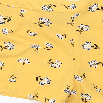 New Look Girls Yellow Floral  Paperbag Shorts Size 13 Years