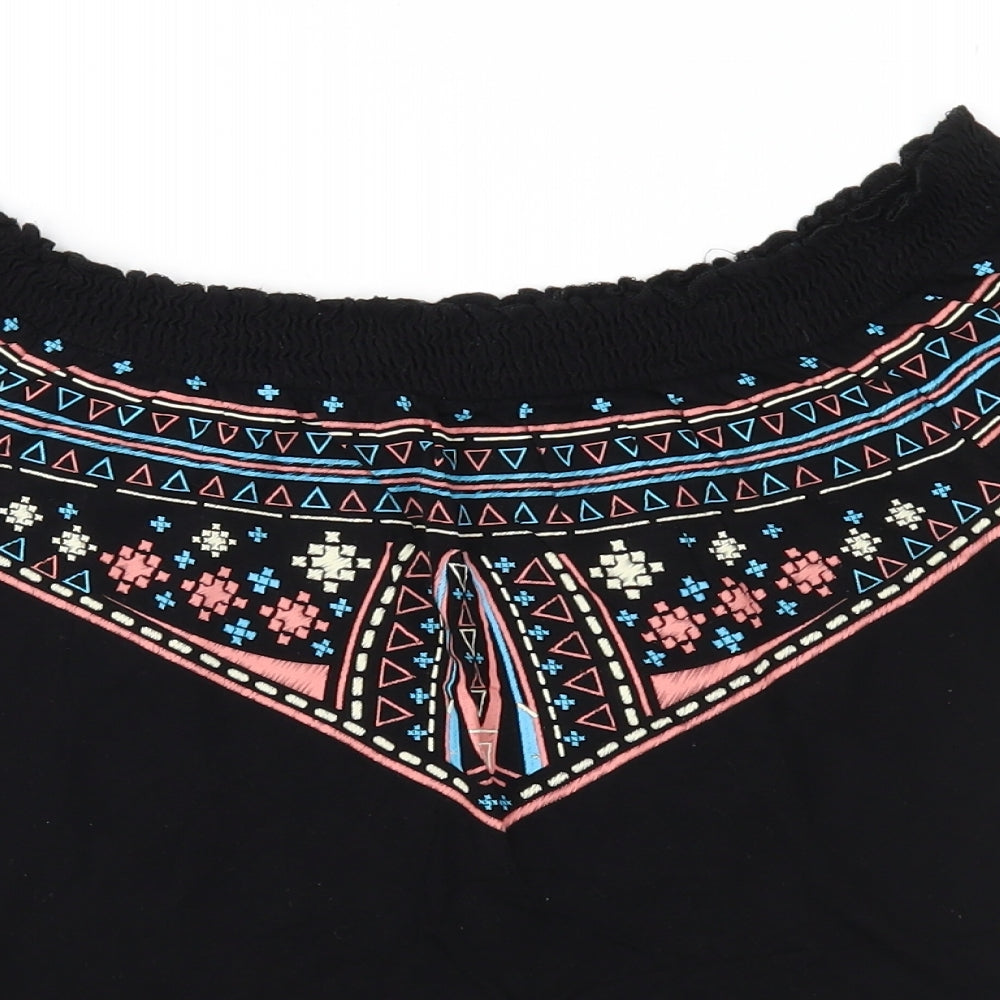 Primark Womens Black Geometric Jersey Basic Blouse Size 8