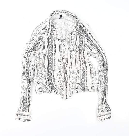 Womens UK Size 6 Divided White Basic Button-Up